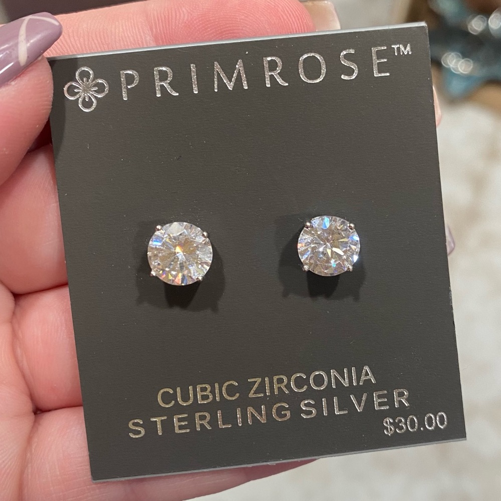 Cubic Zirconia Sterling Silver Studs